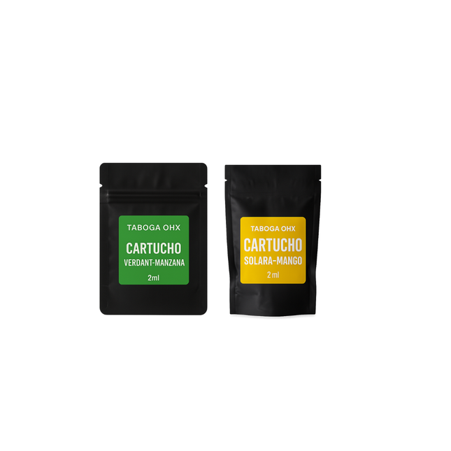 Pack 2 cartuchos 8-OH 2 ml Taboga OHX – sabores Solara y Verdant – oferta CBD